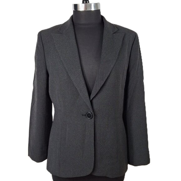 Anne Klein Tailored One Button Career Suit Blazer Jacket Sz 12 Lined Vintage - Picture 1 of 15